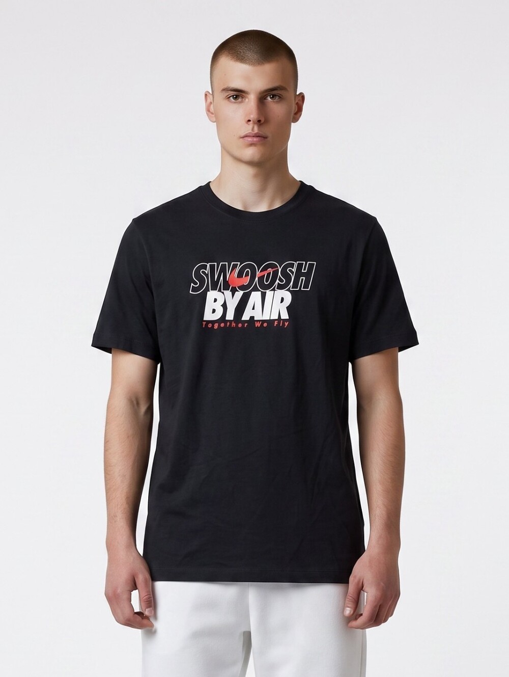 Nike Black 'Swoosh By Air' Short Sleeve Tee with Red Accent